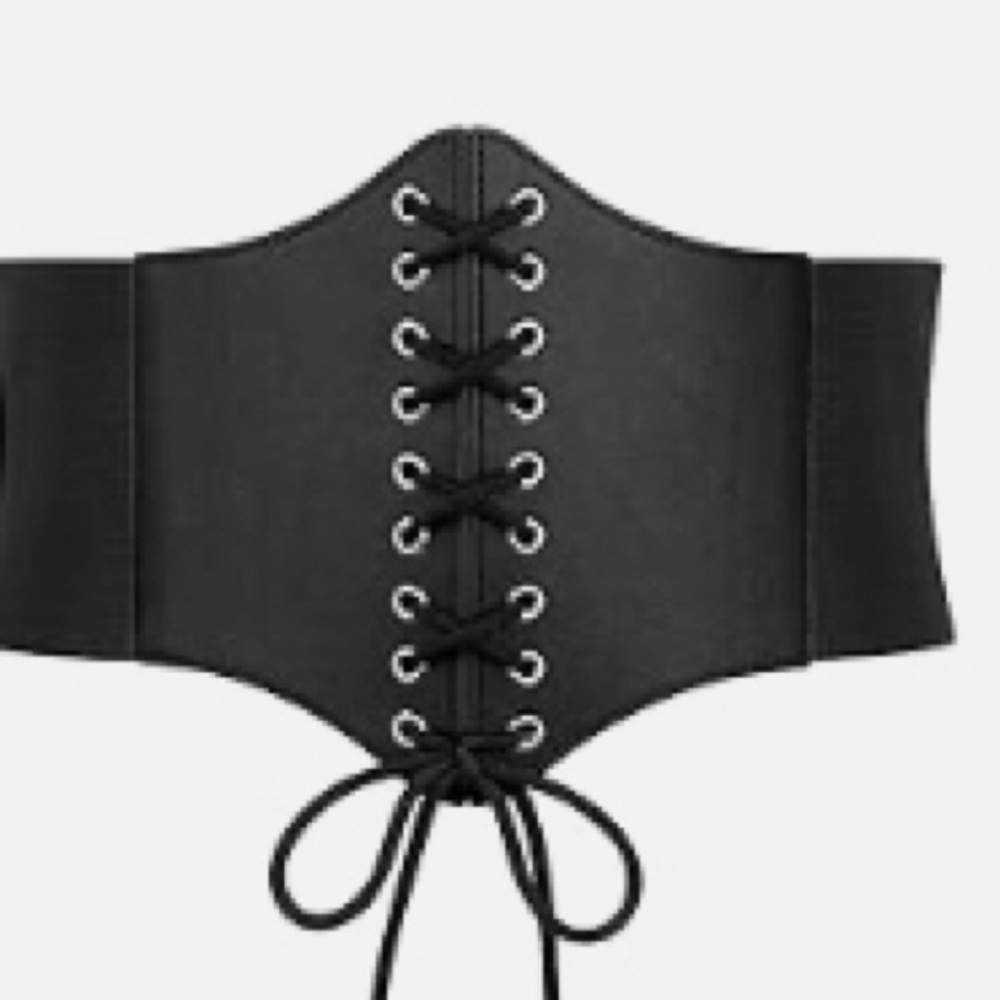 Elegant Black Lace-Up Corset Belt